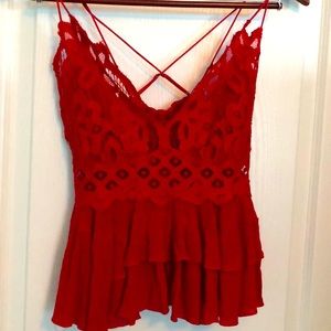 Free people red lace camisole